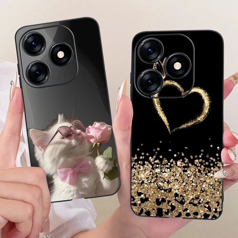 Фото Чехол для Tecno Spark 10 KI5q 10C KI5k KI5m, силиконовый чехол для Tecno Spark 10C, милый дизайн с котиком, роскошные цветы, стильный рисунок, мягкий чехол №4