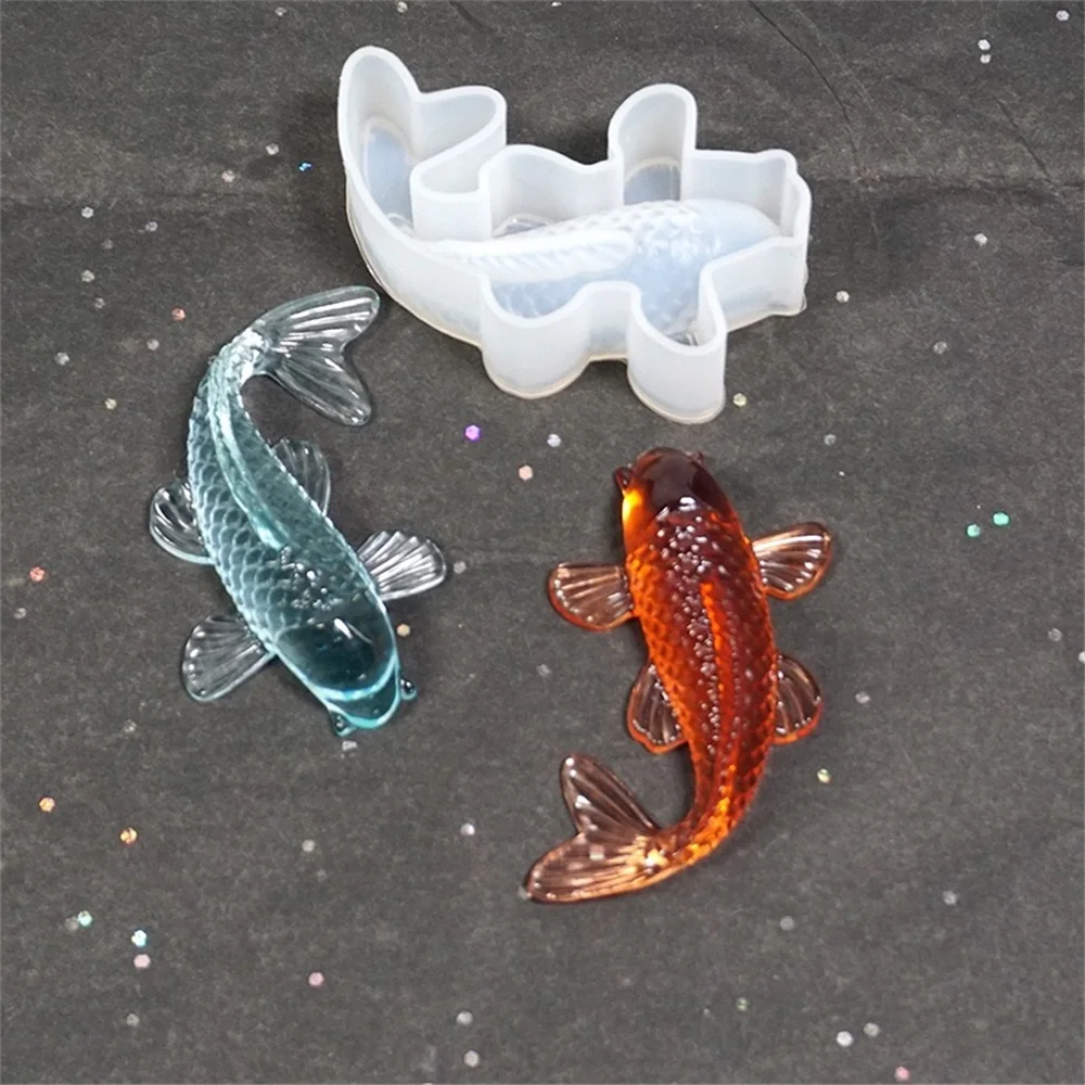 

DIY Epoxy Resin Koi Goldfish Silicone Mold 3D Koi Fish Pendant Charms Jewelry Making Clay Plaster Crafts Cake Decor Fondant Mold