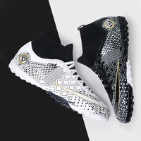 new soccer shoes tf rubber bottom comfortable high ankle non slip outdoor football training match shoes women men sneakers