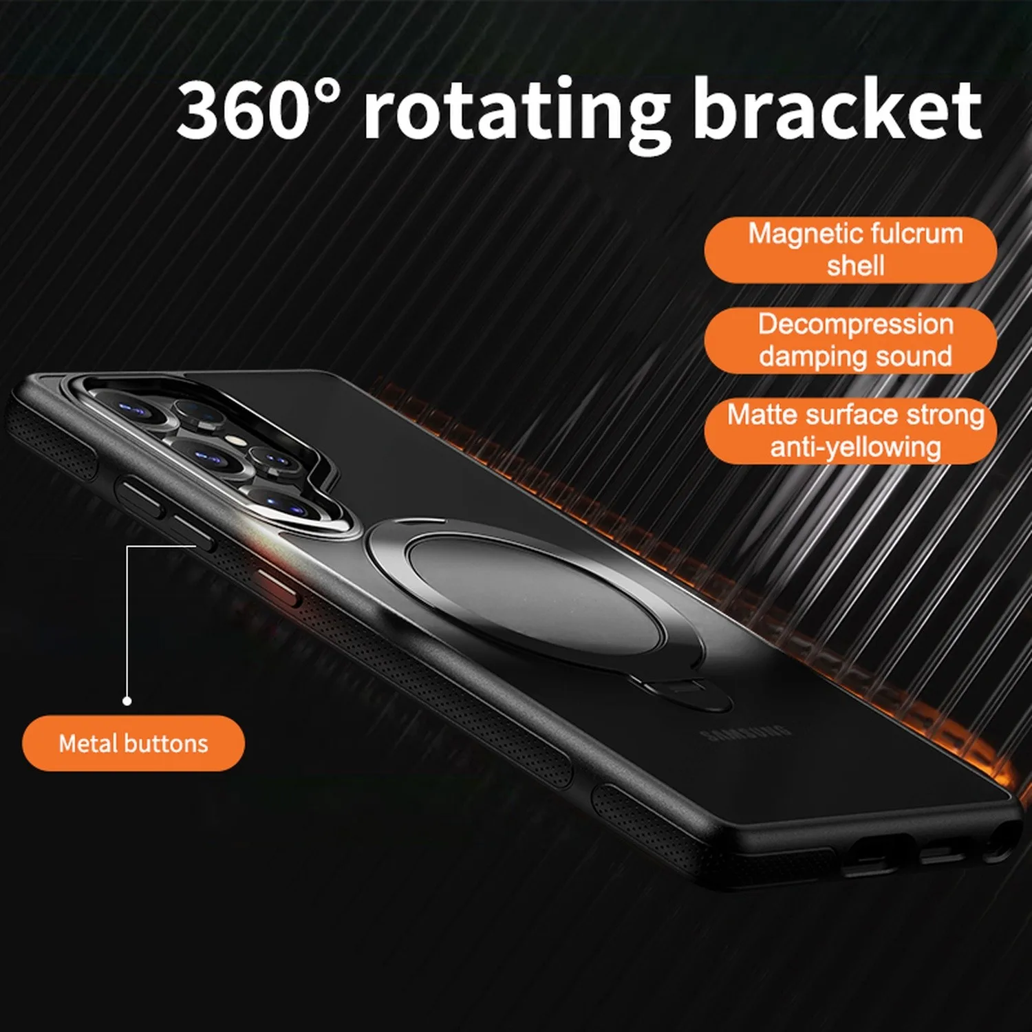 Фото Магнитный чехол для телефона Magsafe для Samsung Galaxy S25 Ultra S25 Plus, вращающийся на 360° кольцевой держатель, подставка, твердая обложка №5