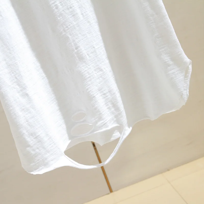 Рваная футболка с коротким рукавом женская Ins2024 весеннее свободная хлопковая