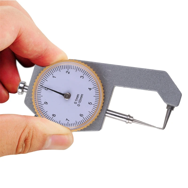 

0 to 10mm Range Measuring Tool 0.05mm Resolution Round Dial Thickness Gauge Portable Compatible with Leather Cloth Drop Shipping