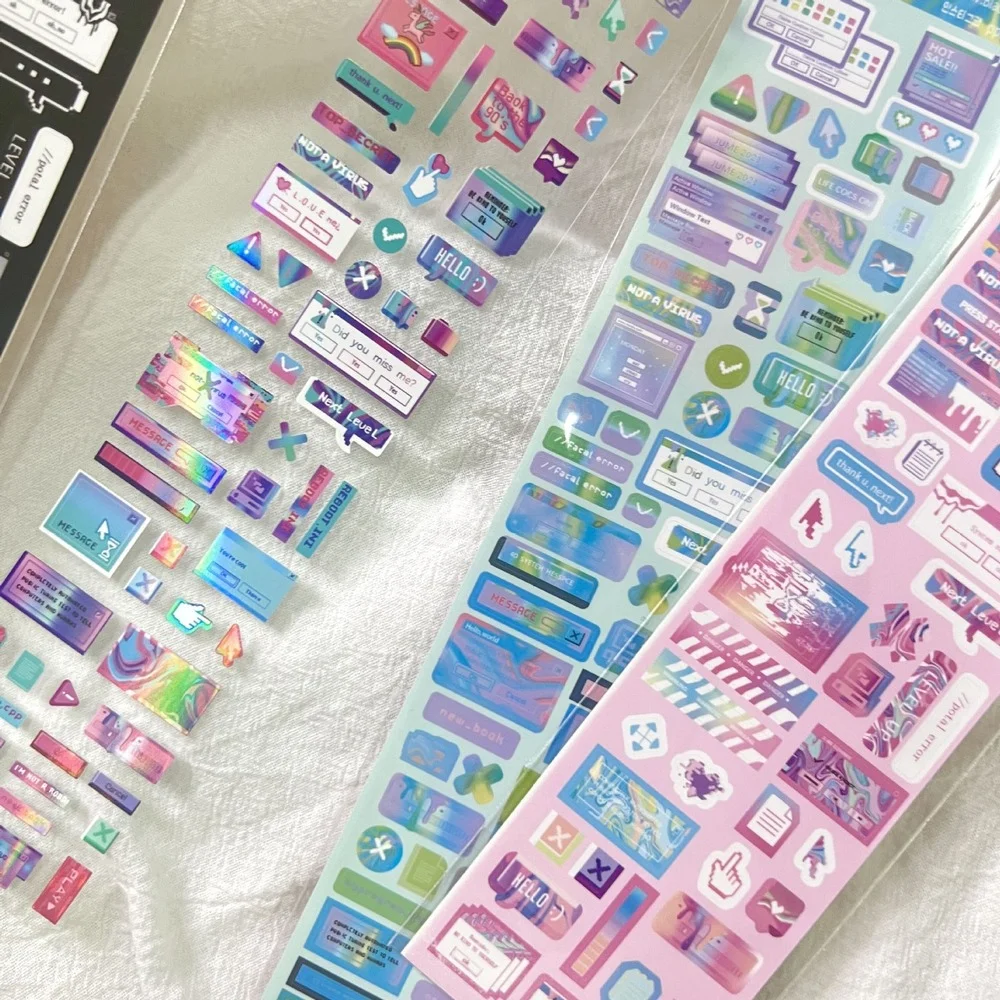 

1 Sheet Movie Poster Style Dialog Box Keyboard Laser Stickers DIY Idol Card Scrapbooking Decorative Stationery Kawaii Sticker