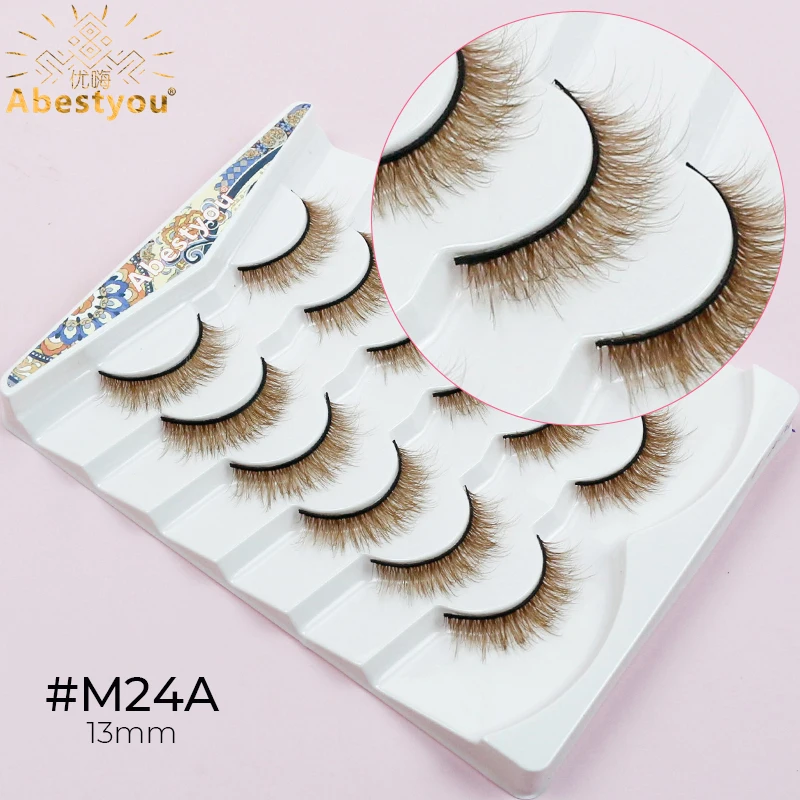 Abestyou 6 пар 8d золотисто-коричневые красочные пушистые натуральные длинные