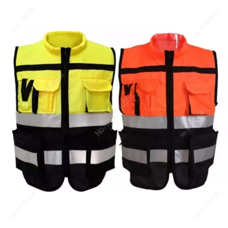 

Unisex High Visibility Reflective Safety Vest Multi-pocket Workwear Safety Protective Clothing Traffic Warning Work Vest
