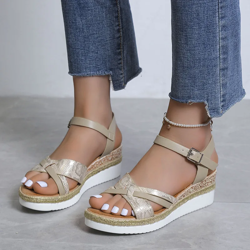 

2023 Summer Crossed Barefoot Leather Flat Sandals For Women Shoes With New MInimalist Soft Sole Modern Sandals PU Leather Thick