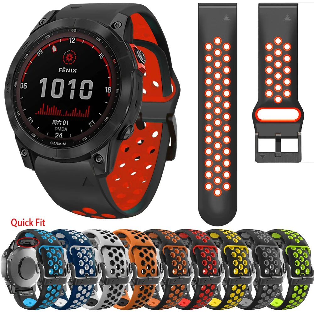 

Ремешок силиконовый для Garmin Fenix 7 7X 6 6X 5 5X Plus 3HR/Enduro 2/Epix Gen 2/Forerunner 955 945, 26 мм 22 мм