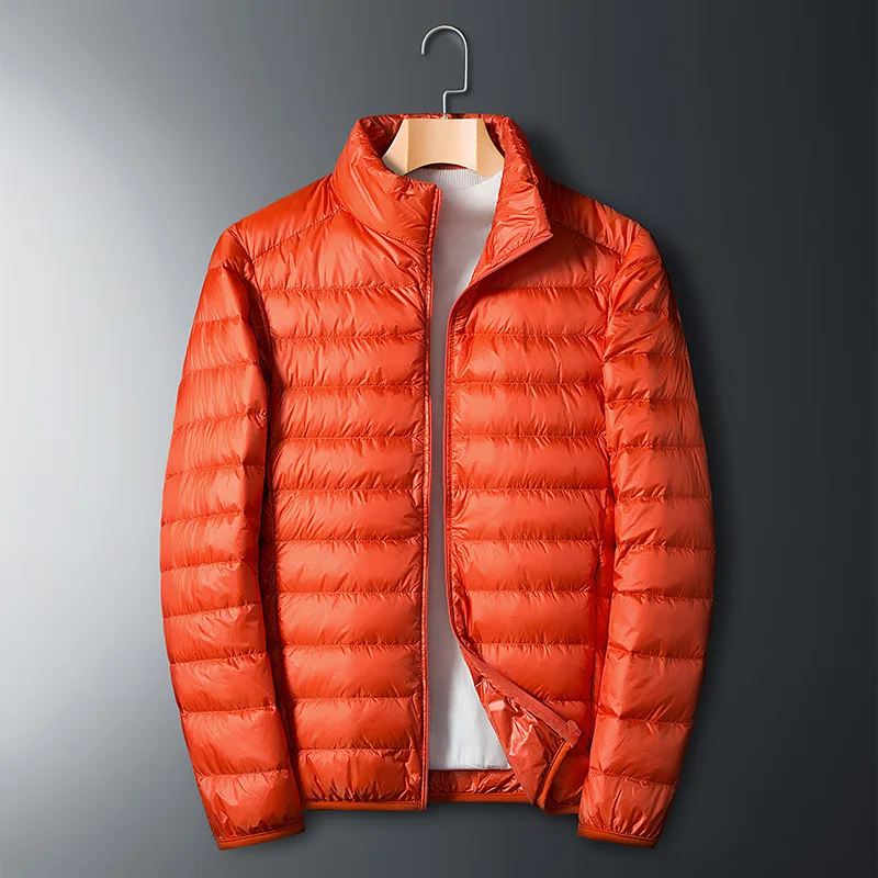 Winter Men's Down Jacket New Solid Color Zipper Jacket White Duck Down Men's Winter Jacket Large Size Loose Men's Clothing M-4XL