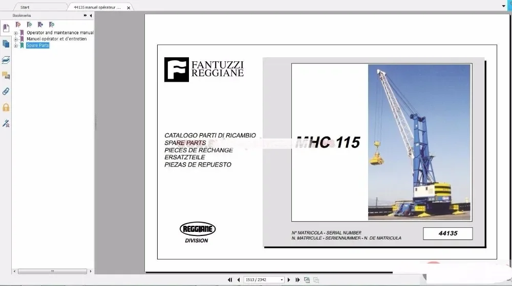 Оператор кранов Fantuzzi Harbnour руководство по техническому обслуживанию схема