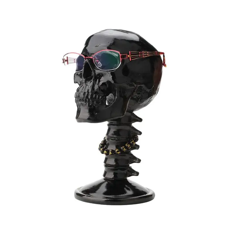 

Black Helmet Stand Motorcycle Helmet Rack Ghost Helmet Black Skull With Spine Desk Ornament Ghost Skull Helmet Holder