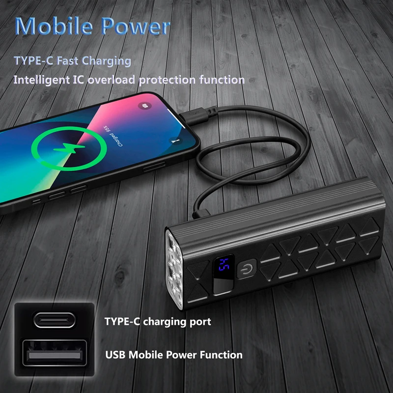 SHIZIWANGRI велосипедный фонарик 10000 мАч супер яркий фонарь USB перезаряжаемый 8