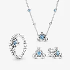 Набор ювелирных изделий из серебра 925 пробы, ожерелье и серьги в виде тыквы и автомобиля, в стиле Золушка, таинственное очарование для вечеринки девушки