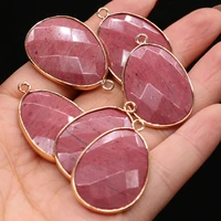 natural stone gold plated pendants water drop rhodochrosite for jewelry making diy trendy necklace earring women gifts