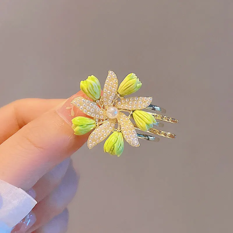

Delicate Butterfly Lotus Flowers Pearls Side Barrettes Bangs Hair Clips Hair Accessories for Women Hair Pins Tiara