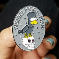 bart nevermore man treehouse brooch metal badge lapel pin jacket jeans fashion jewelry accessories gift