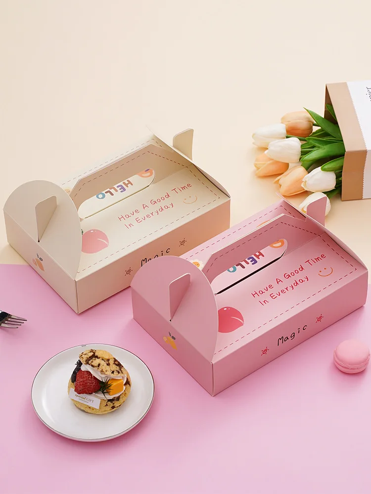 

10pcs Macaron Packing Box with Clear Wedding Party Birthday Cake Storage Biscuit Paper Dessert Packaging Candy Boxes