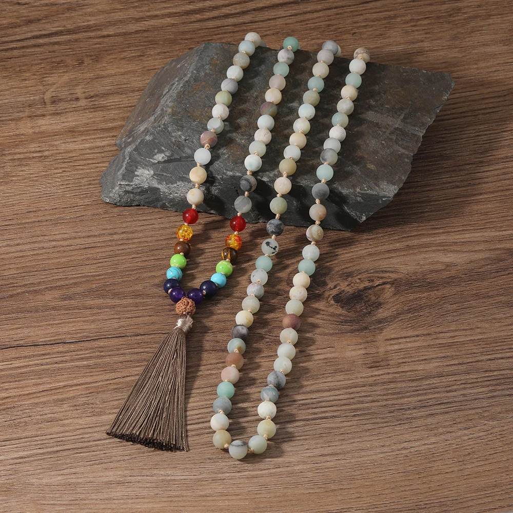 Ожерелье из 7 Чакр OAIITE классическое модное ожерелье 108mala натуральный Амазон