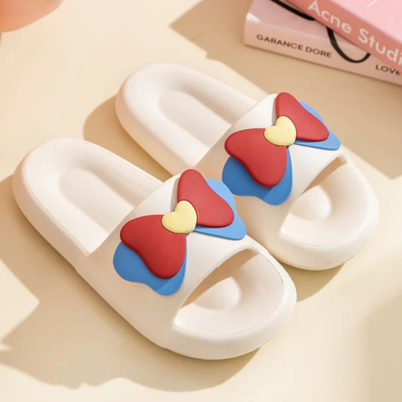 

Шлепанцы женские из ЭВА, милые домашние тапки с бантом и сердечками, летняя повседневная нескользящая обувь для ванной комнаты, мягкая удоб...