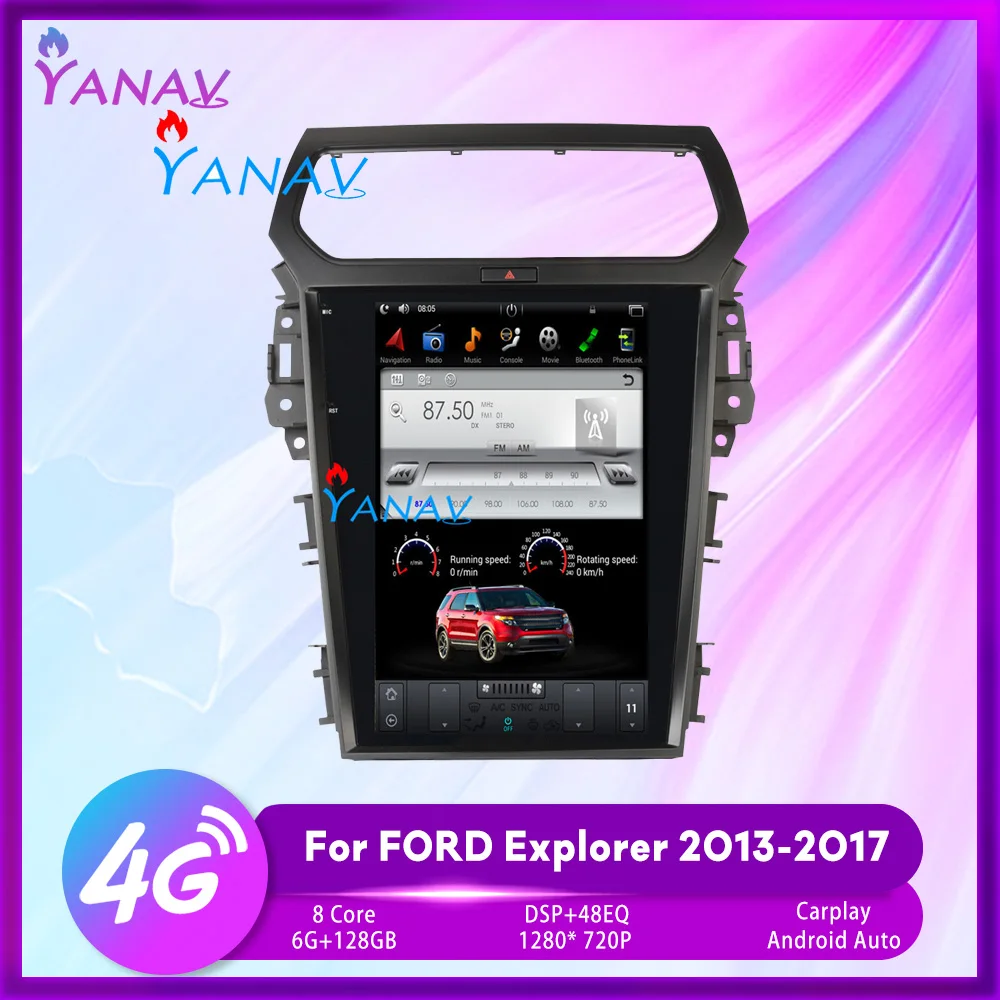 

12,1 6 + 128 Гб экран Tesla Android 11 автомобильный радиоплеер для FORD Explorer 2013-2017 GPS навигация автомобильный стерео Мультимедийный Плеер