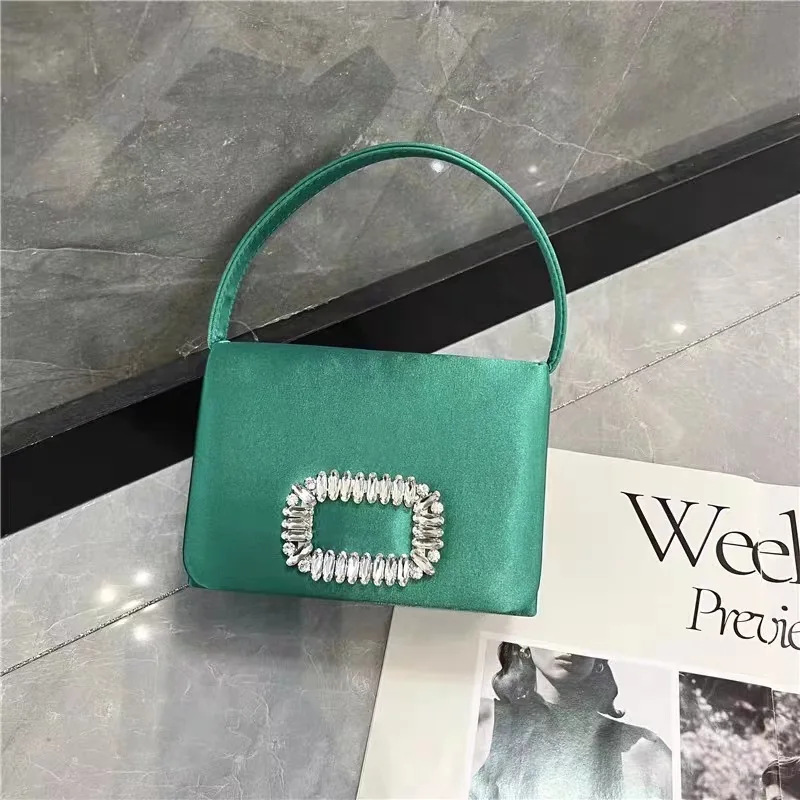 

Women Glittering Crystal Satin Handbags Designer Luxury Boutique Black Evening Diamonds Box Clutch Purses Wedding Party Trendy