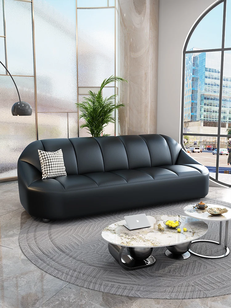 

Simple modern office sofa three-person reception small simple office sofa office coffee table combination