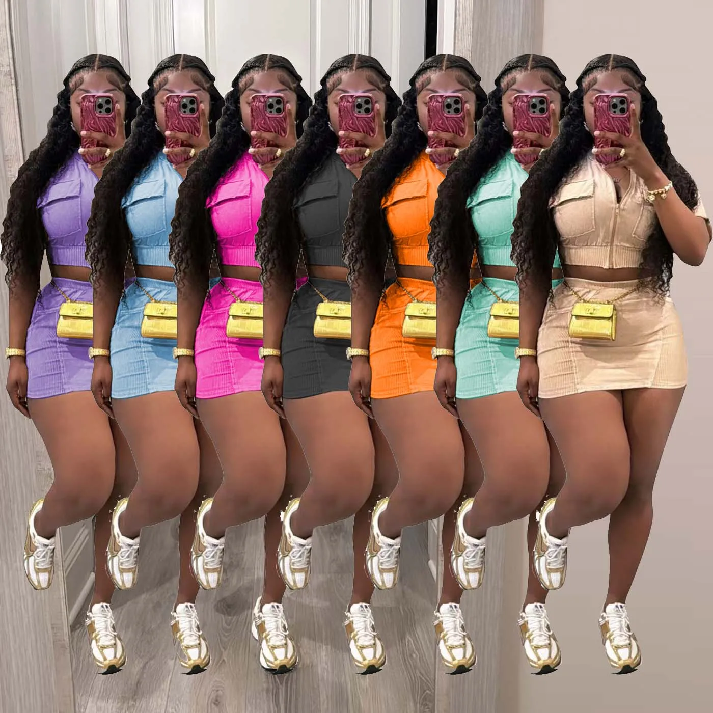 Комплект из 2 предметов с коротким топом и юбкой элегантное роскошное