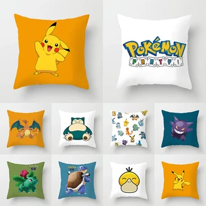 45*45CM Anime Pokemon Pikachu Pokeball Gengar Printed Pillowcase Kids Bedroom Living Room Home Decor Pillow Cases Cushion Cover
