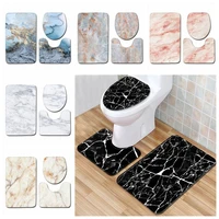 three piece marble toilet set anti slip floor mat door pad bathroom carpet practical home decoration