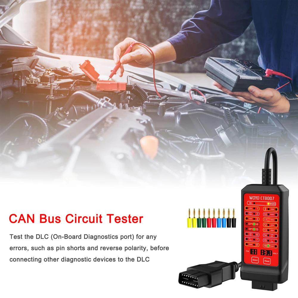 WOYO 12V 24V CAN OBD2 16-контактный тестер выключения коробки обнаружения OBD 2-контурный