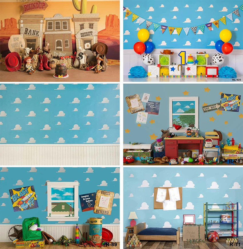 

Disney Custom Toy Story Photography Backdrop Baby Shower Boys Happy Birthday Party Background Photocall Prop Decoration Banner