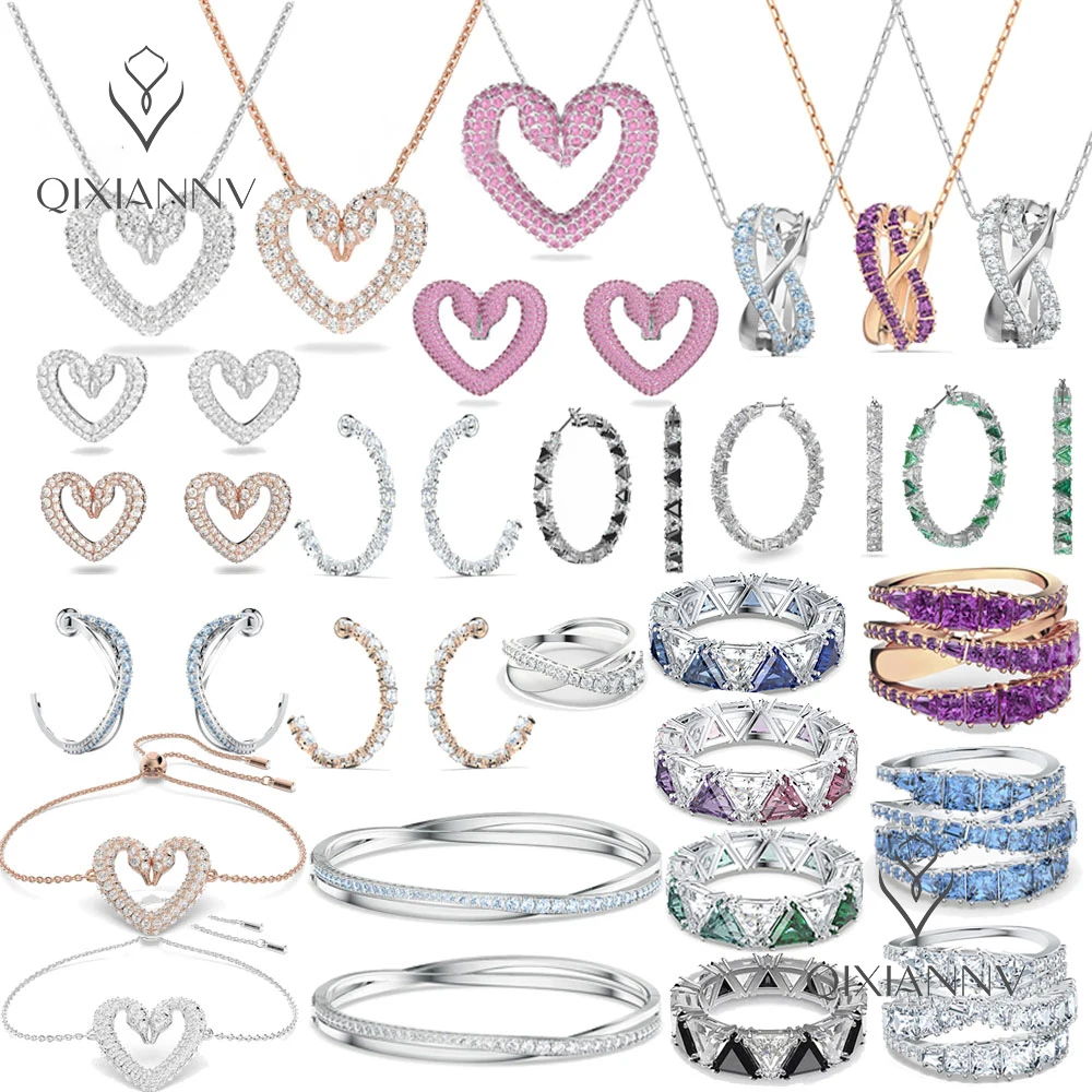 

Swa 2022 Fine Luxury Earrings Jewelry Trend Women's Jewelry Austria Black Crystal Earrings Shining Charm Earrings Jewelry Gifts