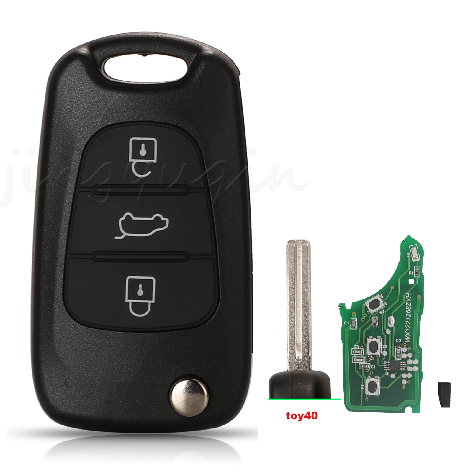 

Пульт дистанционного управления Jingyuqin для автомобиля, 3 кнопки, 433 МГц, чип ID46 для Hyundai I20 I30 IX35 Avante подходит для Kia K2 K5 Sportage