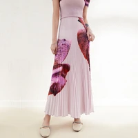 womens skirt 2022 spring and summer new high waist temperament versatile design print slim fit a line miyake pleated y2k skirt