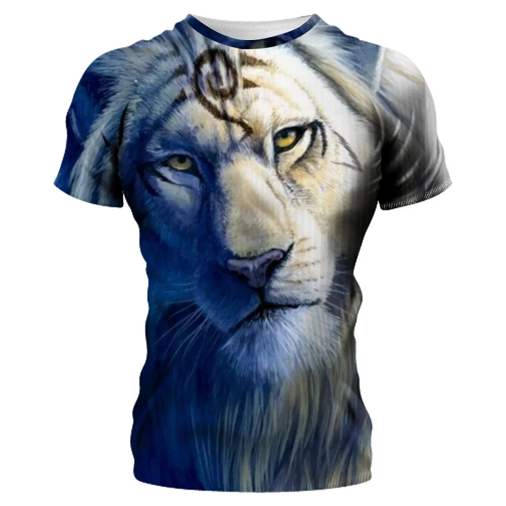 

Vintage Animal T-shirt For Mens Lion Print Tops Tees 3D Casual Street Men's T Shirt Oversized Men Clothing Y2k Ropa Para Hombre