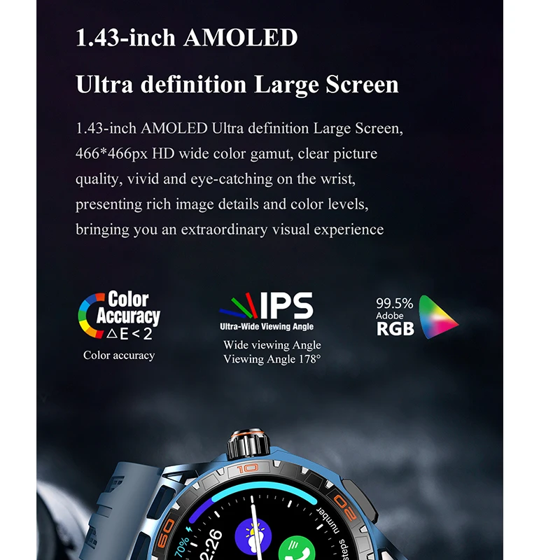 Смарт-часы LA102 с AMOLED-экраном 1 43 дюйма 466*466