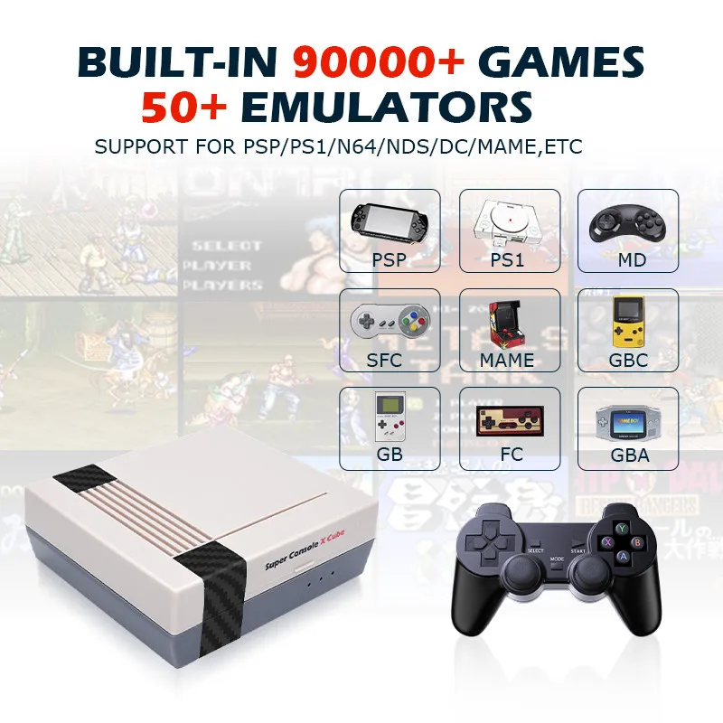 Супер консоль X Cube для PSP/PS1/N64/DC/NES классические игры ретро видеоигр 50000 + встроенных