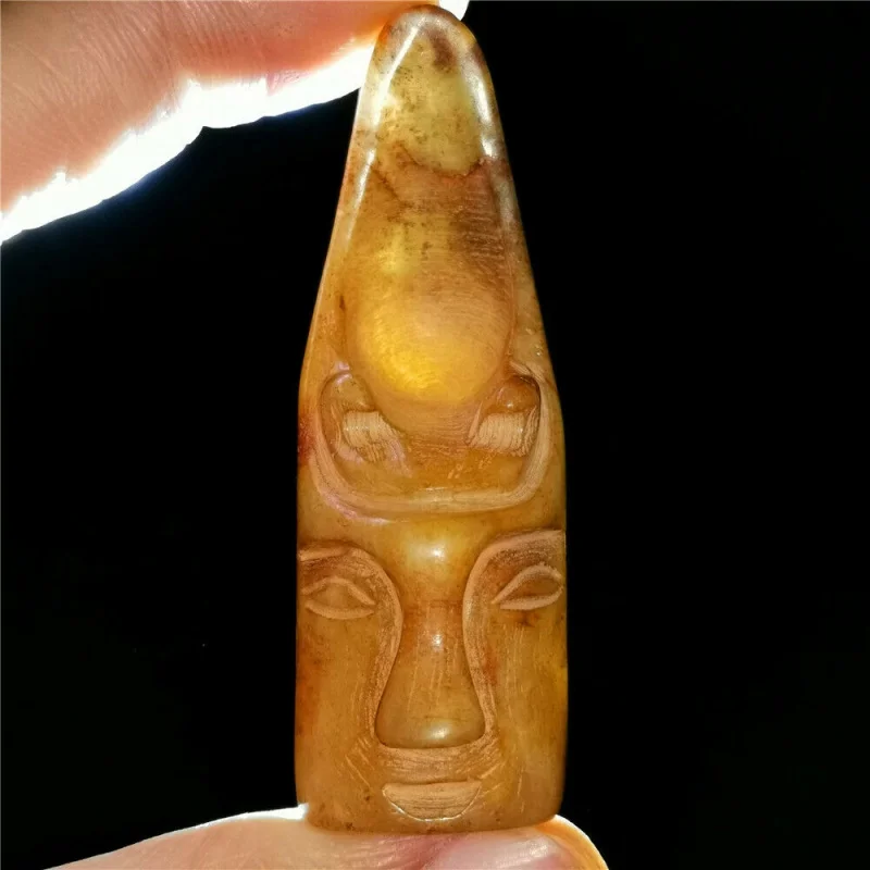 

Китайский Старый редкий нефритовый нефрит ручная вырезанная Подвеска Ожерелье статуя мужской ноготь