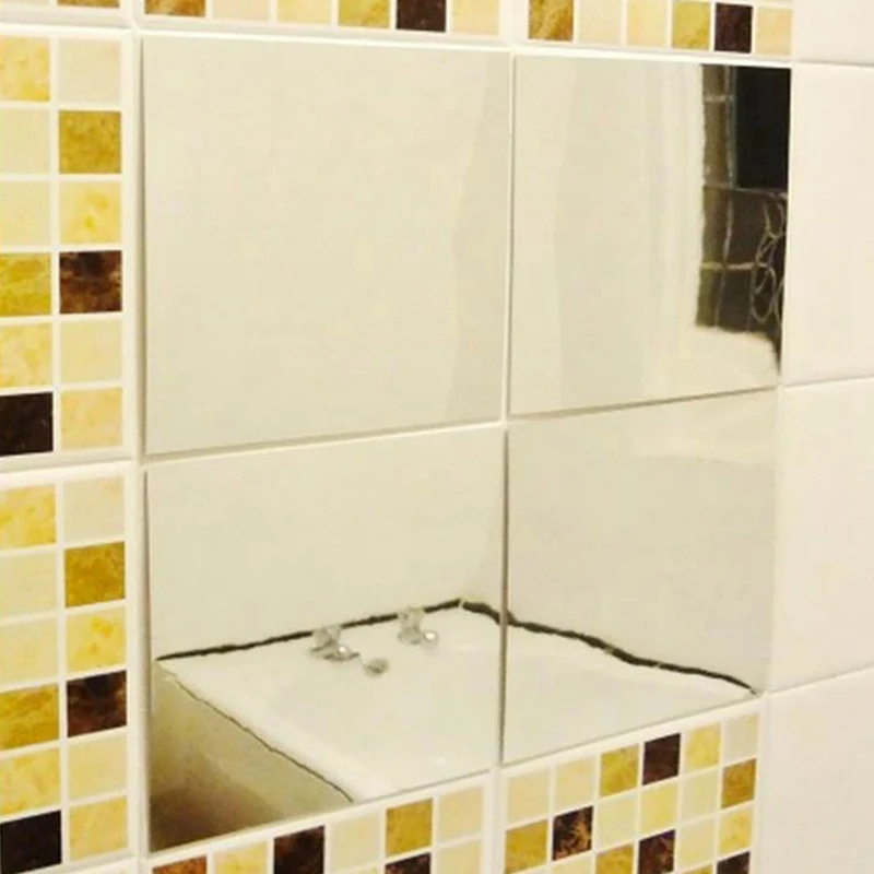 Зеркальные настенные наклейки квадратные самоклеящиеся акриловые зеркальные