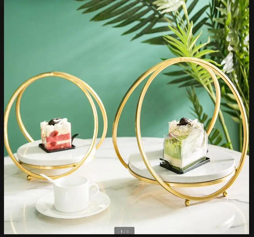 Железная мраморная подставка для торта десертная настольная тарелка