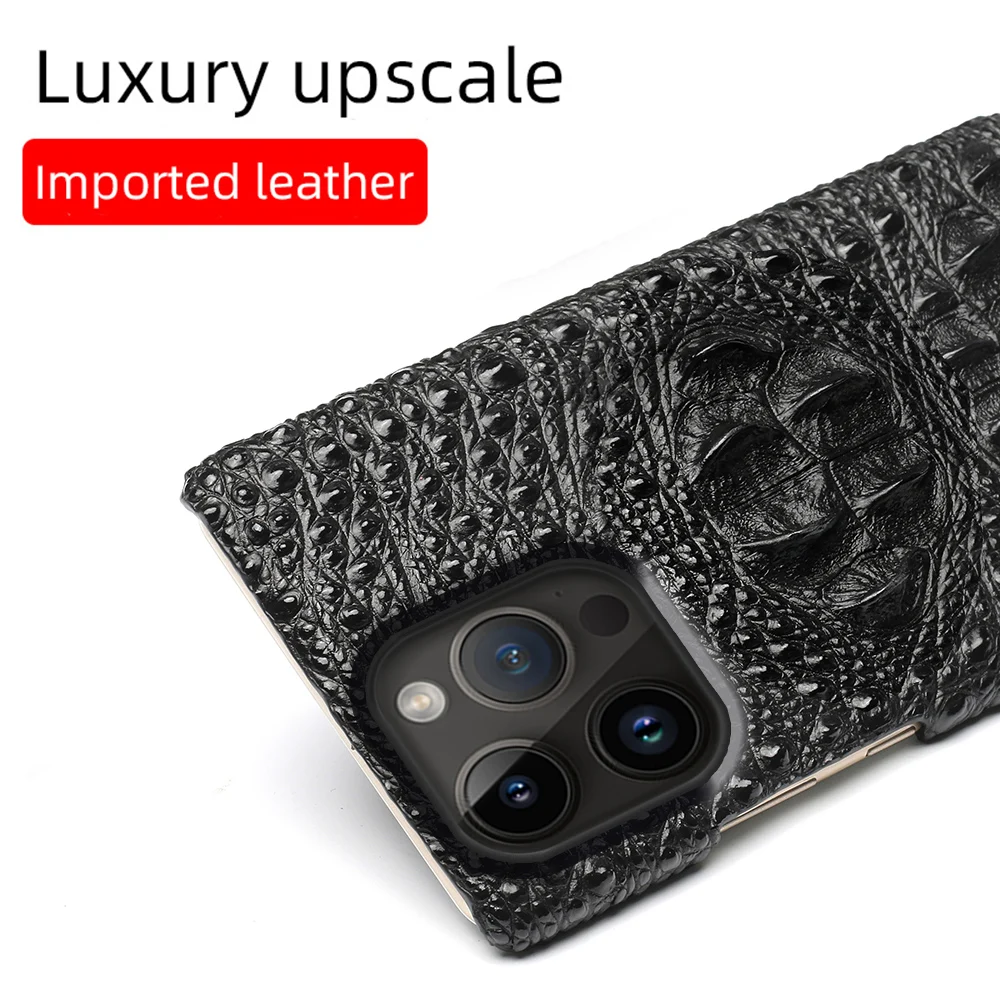 Genuine Leather 3D Crocodile head Phone Case for iPhone 13 14 Pro Max 12 Mini 11 12 Pro Max X XR XS 6 6S 7 8 Plus SE 3 2022 2020
