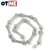 y2k skull dog bone pendant rhinestone necklace clavicle short chain women accessories gothic harajuku chain link choker jewelry