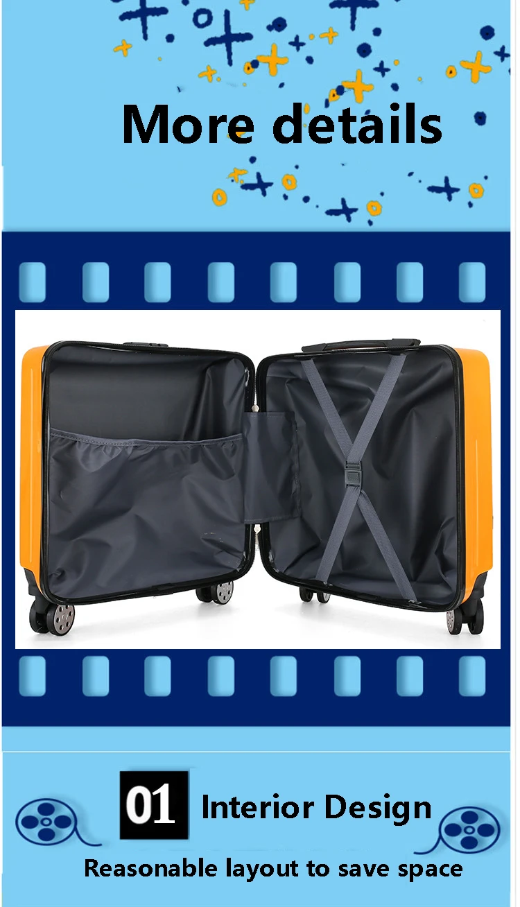 Cute Children'S Trolley Cartoon Luggage 3d Paper Shell Man 18 Inch Suitcase Lightweight Comfortable Password Lock Box