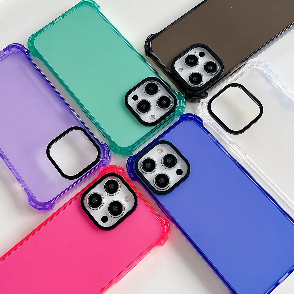 Frosted Simple Solid Color Phone Case for iPhone 11 14 12 13 Pro Max Four-corner Anti-falling Protective Cover