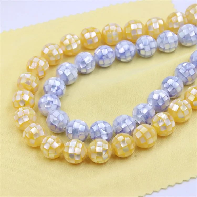 

12MM Fashion Trendy Yellow Blue Shell Section Ball Bead Charm For Jewelry Making Diy Tribal Necklace Earrings Accessories Gifts