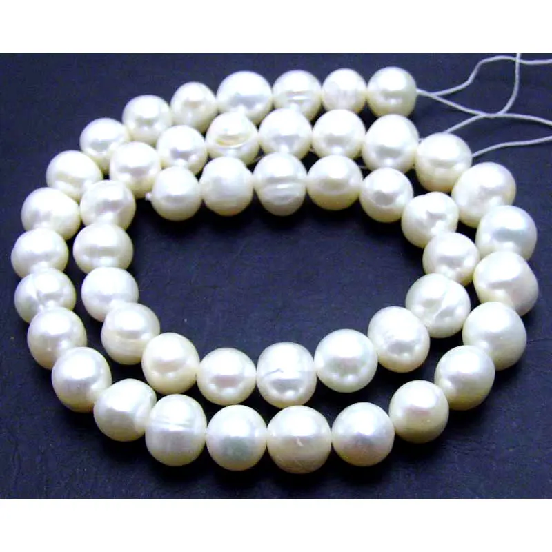 

Qingmos 8-9mm Round Freshwater Natural White Pearl Beads for Jewelry Making DIY Necklace Bracelet Earring Loose Strands 14"