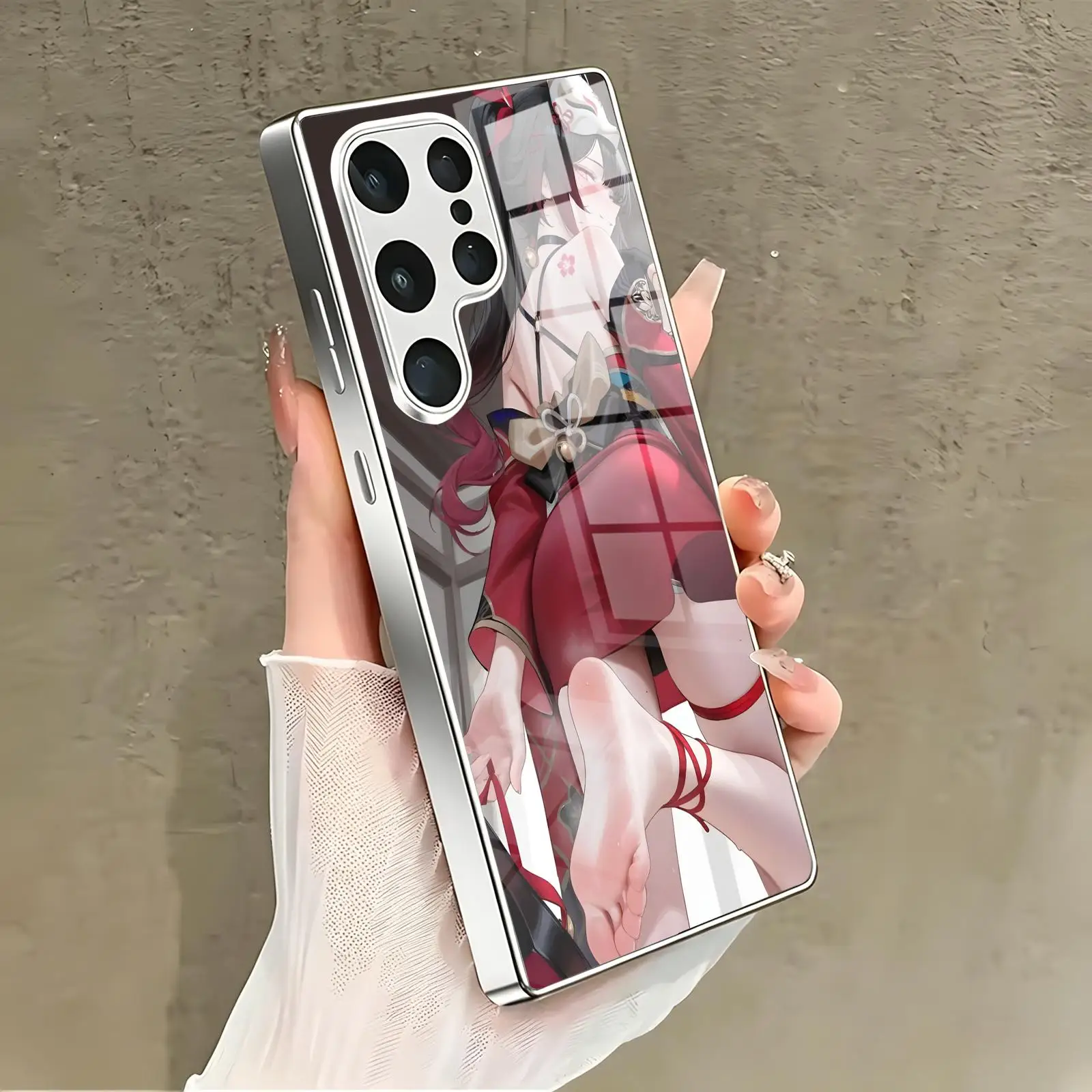 Фото Чехол для телефона Samsung S26 S25 S24 S23 S22 S21 Plus Ultra Note20, гальванизированное стекло, дизайн Honkai Star Rail Sparkle №3
