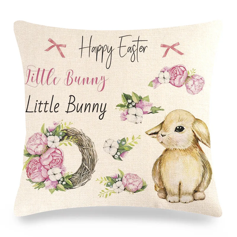 

Easter Bunny Cushion Pillow Covers Cartoon Rabbits Print Cushion Cover Pillowcase for Sofa Easter Party Decorations Pillow Case