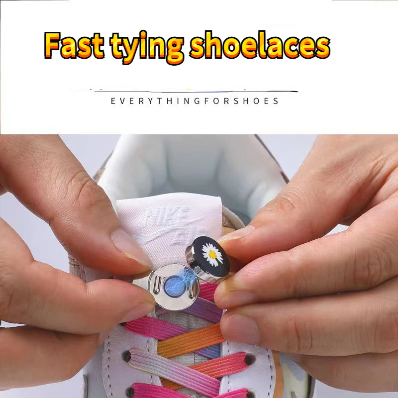 1Pair Elastic Laces Sneakers Shoelaces Magnetic Lock Shoes Lazy Pink NoTie Shoelaces For Kids And Adult 26 Color Shoestrings