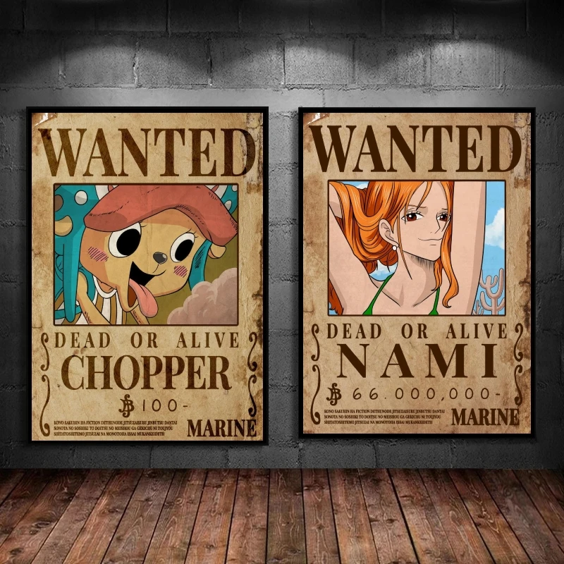 

Japanese Anime Canvas Paintings Nami Chopper One Piece Bounty Wanted Poster Hd Art Prints Living Room Home Wall Decoration