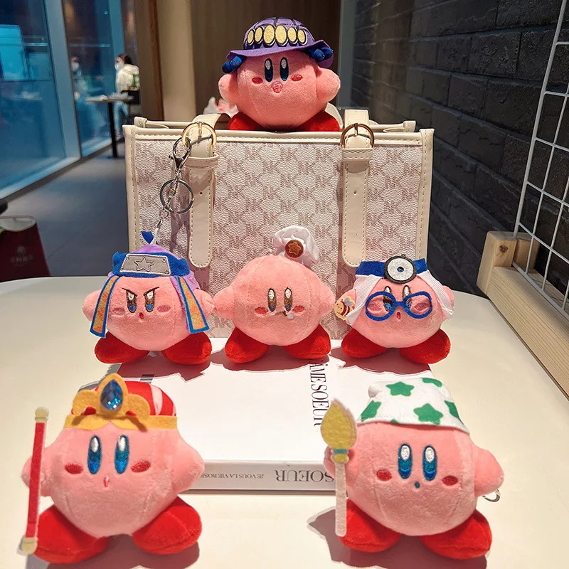 

2023 Anime Kirby Plush Keychain Kawaii Cartoon Role Play Kirby Keychains Girls Pendant Accessory Toys for Girls Birthday Gifts